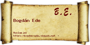 Bogdán Ede névjegykártya
